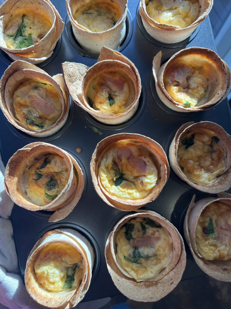 bacon and eggs cups in muffin tin 